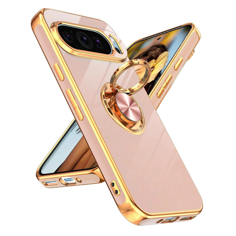 Luxury Plating Case with Ring Holder for Pixel 9