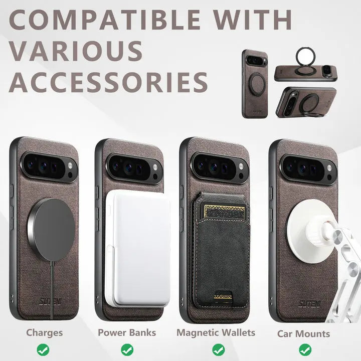 Leather Magnetic Ring Stand Case - The Pixel Store