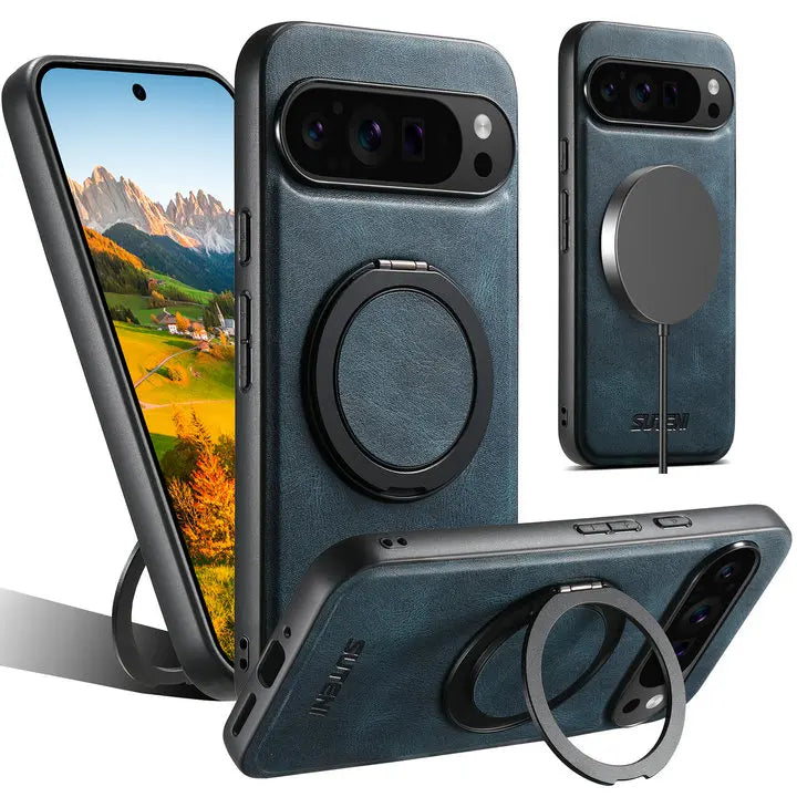 Leather Magnetic Ring Stand Case - The Pixel Store