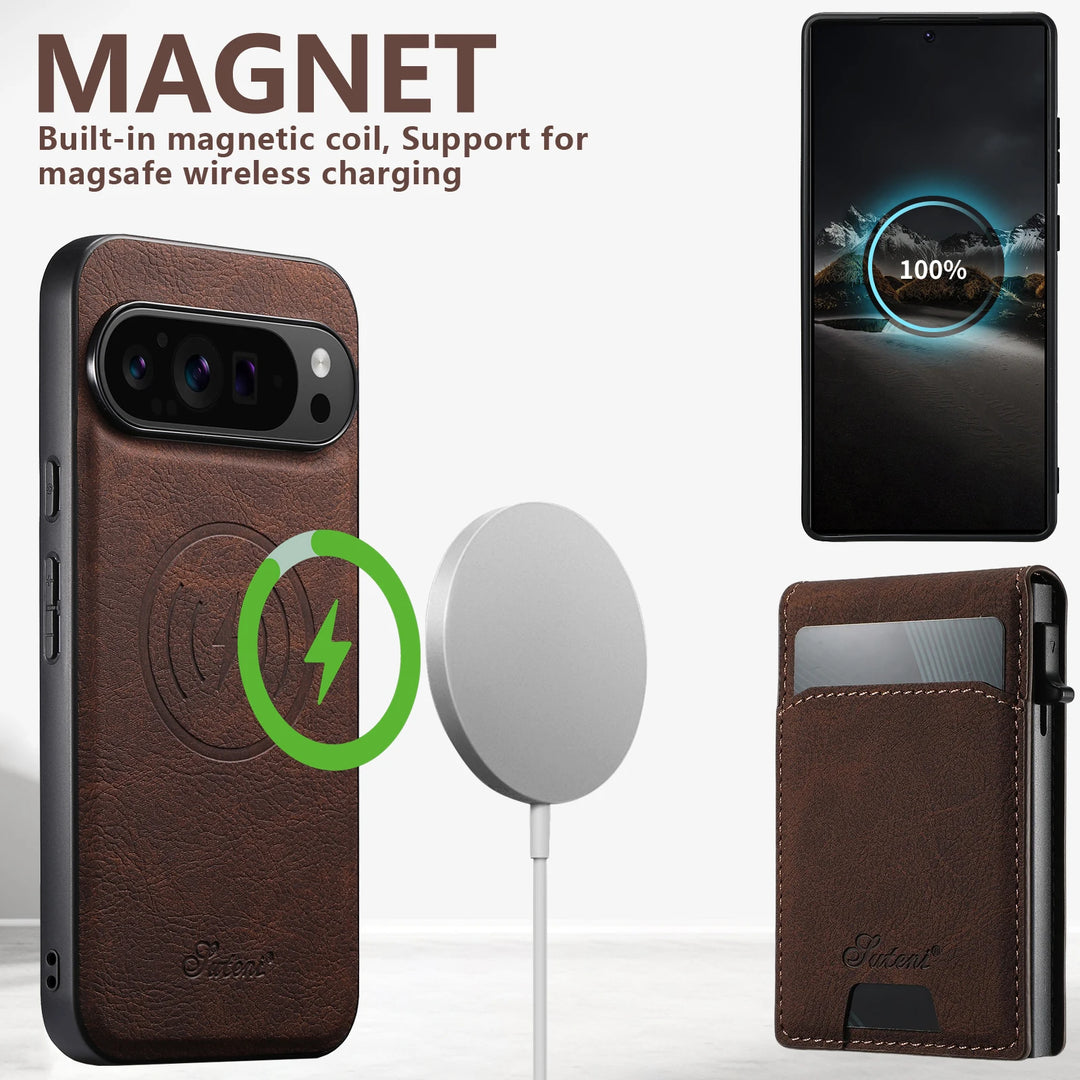 Leather Case with Detachable Wallet Stand For Pixel Series