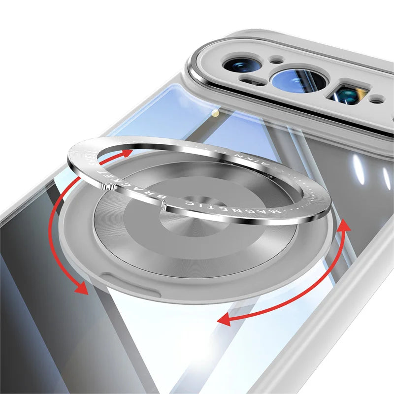 Transparent Case with Metal Magnetic Stand - The Pixel Store