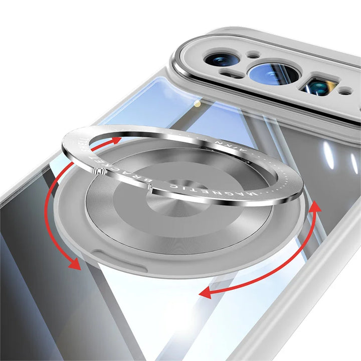 Transparent Case with Metal Magnetic Stand - The Pixel Store