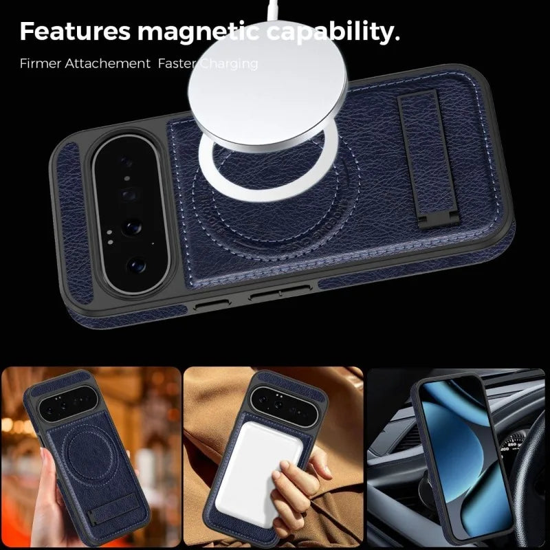 Magnetic Leather Kickstand Case For Pixel Series