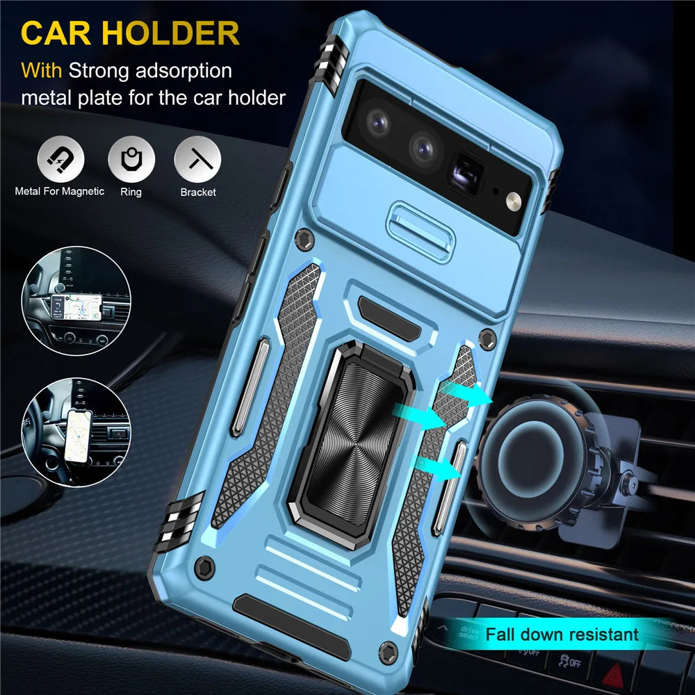 Rugged Armor Case with Camera Cover & Kickstand - The Pixel Store