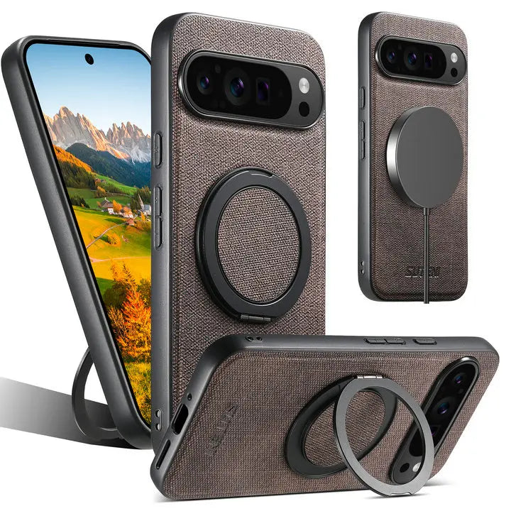 Leather Magnetic Ring Stand Case - The Pixel Store