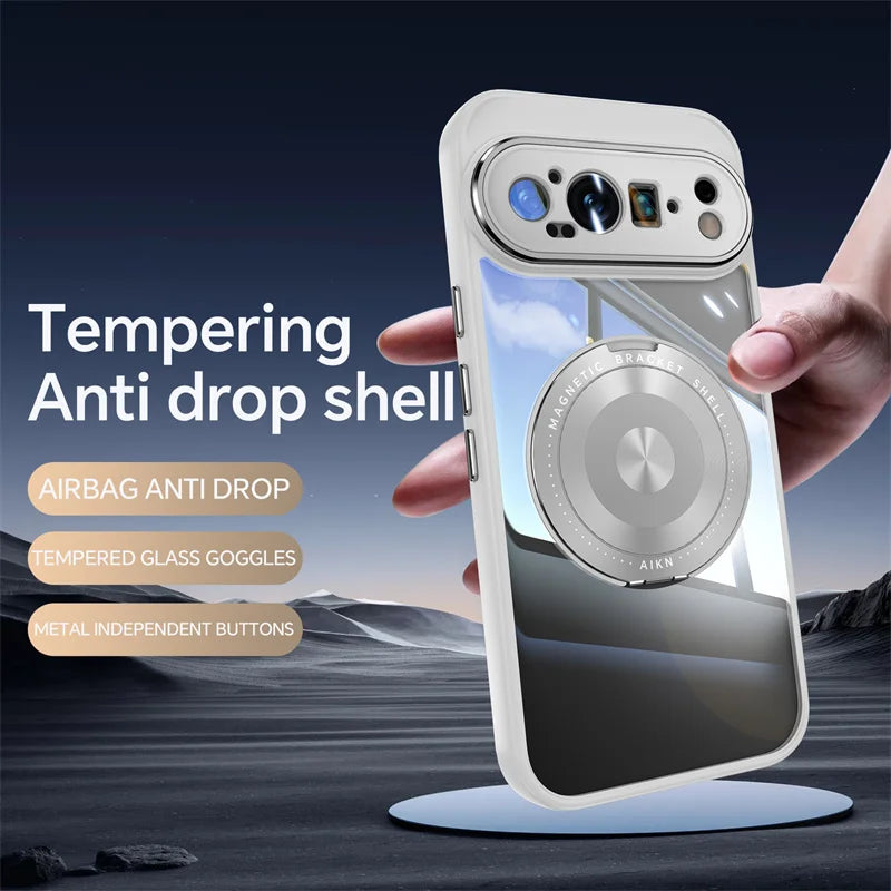 Transparent Case with Metal Magnetic Stand - The Pixel Store