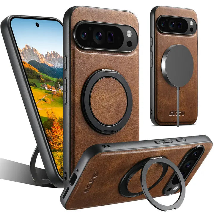Leather Magnetic Ring Stand Case - The Pixel Store