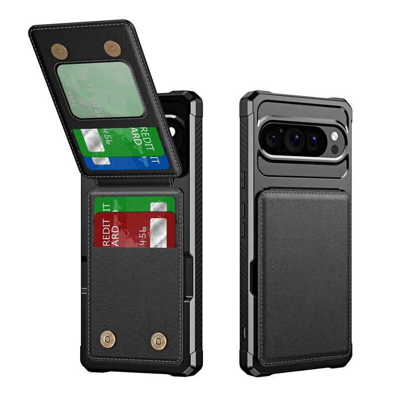 Leather Case with Magnetic Card Slot For Pixel 9