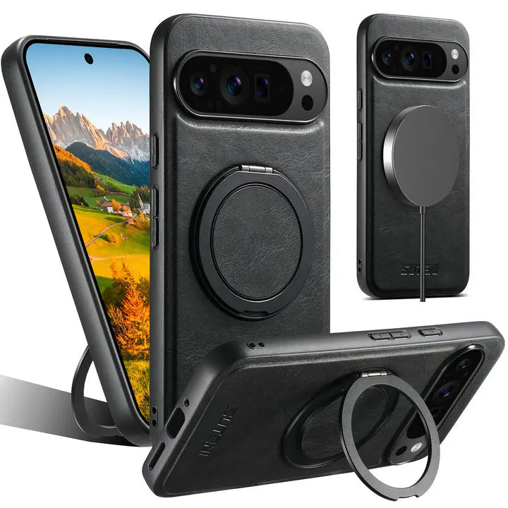 Leather Magnetic Ring Stand Case - The Pixel Store