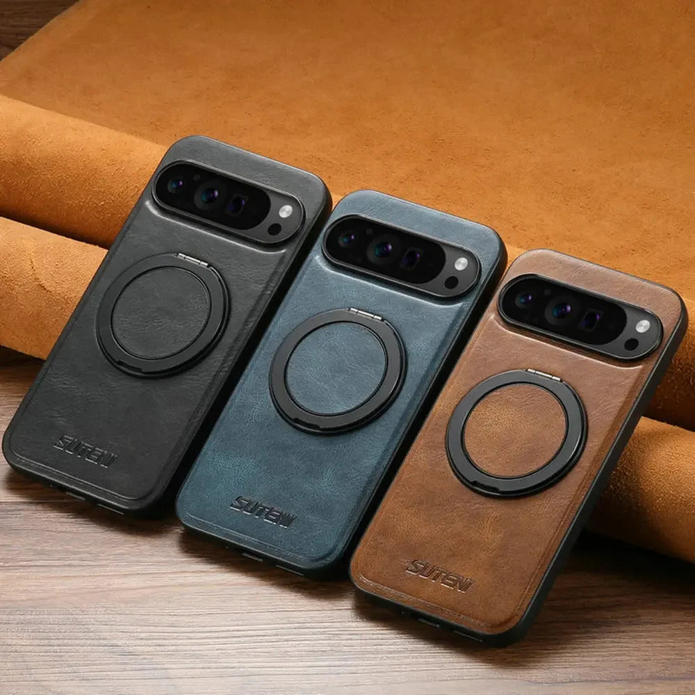 Leather Magnetic Ring Stand Case - The Pixel Store